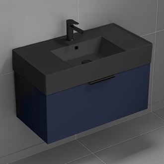Bathroom Vanity Floating Bathroom Vanity, Modern, Blue, 32